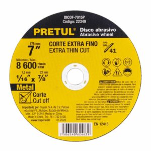 DICOF-7015X DISCO CORTE DE METAL 7" 1.5 MM TRUPER ………….XPERT