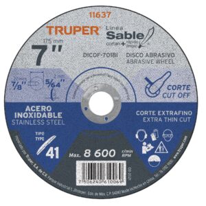 DICOF-7018I  DISCO ABRASIVO PARA CORTE EXTRAFINO DE ACERO INOXIDABLE  7"" TRUPER