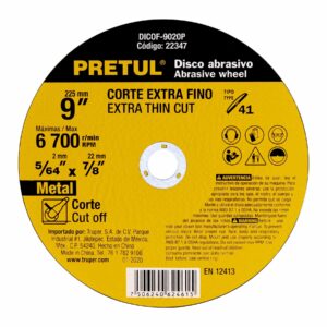 DICOF-9020P DISCO ABRASIVO P/CORTE METALICO EXTRAFINO 9",2 MM PRETUL