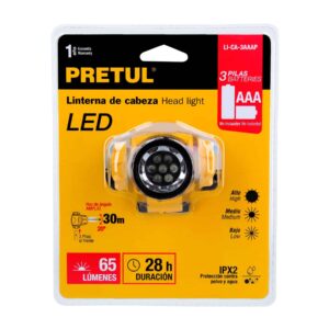 LI-CA-3AAAP LINTERNA PLASTICA DE CABEZA, PILAS, LED 12 LUMENES PRETUL - Imagen 4