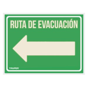 LIN-06 SEÑALAMIENTO RUTA EVACUACION IZQUIERDA 28X21 CM FOTOLUMINISCENTE TRUPER