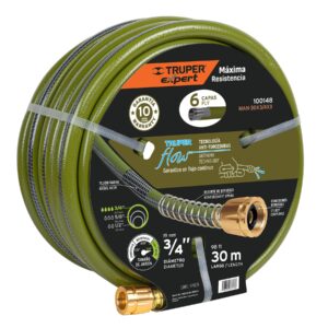 MAN-30X3/4XX , MANGUERA REFORZADA PARA AGUA 3/4, 30MT, CONEX METALICA, 6 CAPA,  TRUPER