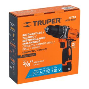 ROTI-12AC ROTOMARTILO INALAMBRICO 3/8" 12V  DISEÑO COMPACTO BATERIA ION LITIO TRUPER - Imagen 3