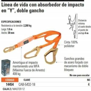 CAB-5432-18 CABLE DE PROTECCIÓN C/ 2 GANCHOS, 1.8 M TRUPER